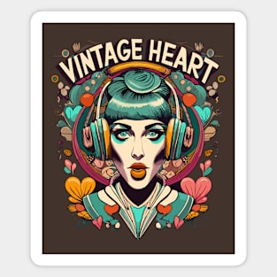 Vintage Heart Girl Illustration Magnet